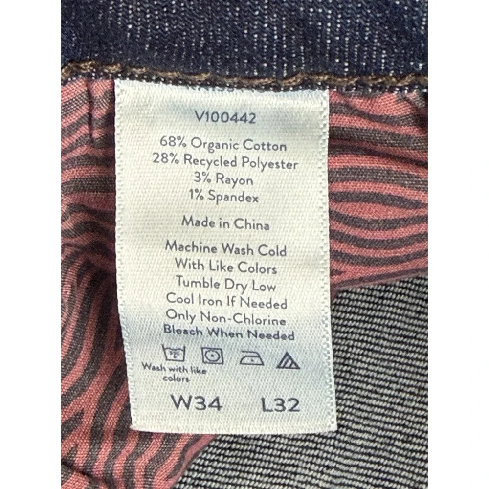 Fair Harbor Jeans Mens 34x32 Blue Deep Sea Wash Stretch Straight Leg Denim